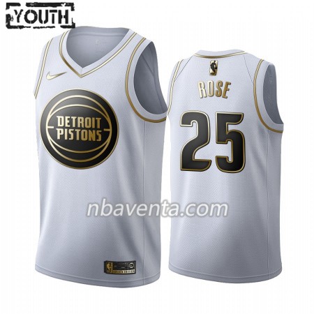 Camiseta Niños Detroit Pistons Derrick Rose 25 2019-20 Nike Blanco Golden Edition Swingman Camiseta Niños Detroit Pistons Derrick Rose 25 2019-20 Nike Blanco Golden Edition Swingman